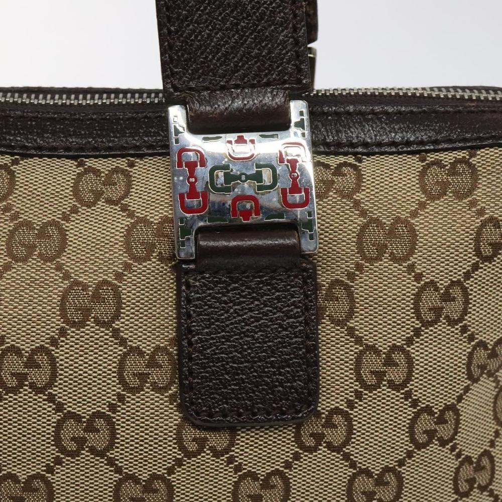 GUCCI GG Canvas Web Sherry Line Hand Bag Beige Silver 145759 Auth 119676 - Picture 9 of 16